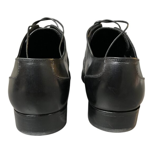 Salvatore Ferragamo Black Calfskin Leather Lace-Up Derby Shoes w/Wingtip Toe Cap - Picture 6 of 7